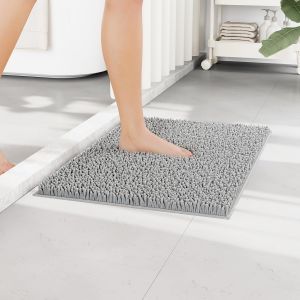 KALANKA-Tapis de Bain Chenille Antid&eacute;rapant, Hirsute, Absorbant et Moelleux pour La Salle De Bain (40 X 60 Cm, Gris Clair) - Neuf