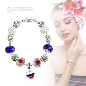Bracelet En Alliage De Zinc Pour Homme Et Femme Avec Pendentif Drapeau Russe (18 Cm) - Neuf