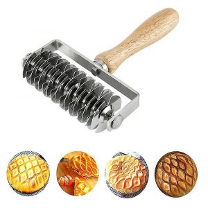 Pâte en acier inoxydable Treillis Gâteau Tarte Pizza Pain Pâte Croûte Rouleau Cuter - Neuf