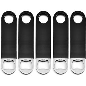 Letnerny-Lot De 5 Décapsuleurs Décapsuleurs De Bière, Lame En Acier Inoxydable, Poignée Revêtue Noire 12 Cm X 3 Cm (Noir) - Neuf