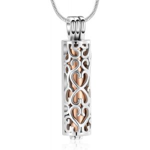 Tianyi-Collier Avec Pendentif Urne Fun&eacute;raire Avec Fiole Cylindrique Creuse - Bijou Fun&eacute;raire Pour Cendres - Pour Homme Et Femme - Neuf