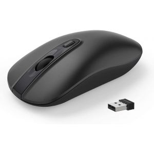 KALANKA-Souris sans Fil Fine, Souris Optique 2.4GHz avec Nano-R&eacute;cepteur USB Slim Silente, 800-1200-1600 DPI R&eacute;glable, Compatible avec Ordinateur Portable, PC, Tablette, Notebook -Noir - Neuf