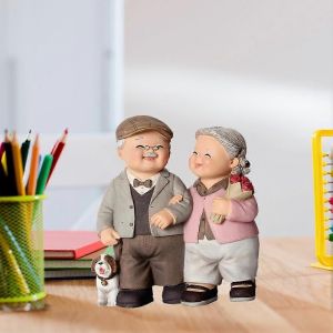 Couple Âgé Résine Statue Romantique Personnes Âgées Artisanat Ornement Décoration À La Maison Couple Heureux Figurine Pour Décoration Bricolage A-B - Neuf