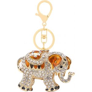 Kal-Porte-Clés Éléphant En Strass, Pendentif Animal Étincelant, Doré, 2 - Neuf