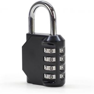 TIANYI-Cadenas à Code pour Casier, Armoire, Coffre, Porte Atelier, Abri de jardin - Combinaison Code 4 chiffres, Sécurité renforcée, Cadenas en Acier trempé et alliage de zinc, Noir - Neuf