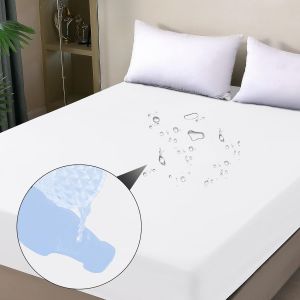 TZF-Protège-matelas imperméable 90 x 200 cm - Housse de matelas imperméable et respirante - Protection contre l'humidité - Pour toutes les saisons - Blanc - Neuf