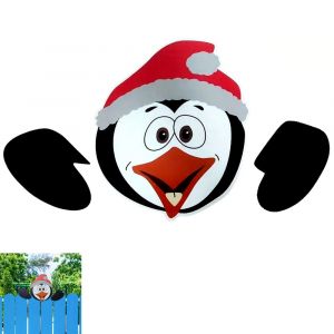 D&eacute;coration de No&euml;l &agrave; suspendre &agrave; une cl&ocirc;ture - P&egrave;re No&euml;l, bonhomme de neige, pingouin pour jardin ext&eacute;rieur - Neuf