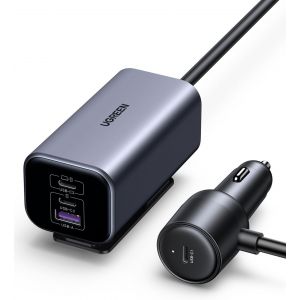 JGD-130W Allume Cigare USB C GaN PD 3.0 QC 4.0 PPS Chargeur Voiture Rapide Qutre Ports Compatible avec iPhone 17 Pro Max Air 16 15 14 13 MacBook M4 M3 M2 M1 iPad Pro Air Galaxy S25 Ultra S24 S23 - Neuf