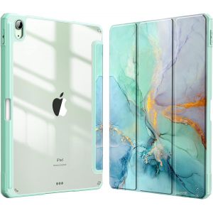 LORANKA-Coque pour iPad Air 11 Pouces M3/M2 (2025/2024), iPad Air 5/4 10.9 Pouces (2022/2020) - [Rangement de Stylet] Housse Transparente Claire Etui Antichoc Veille/R&eacute;veil Auto, Marbre &Eacute;meraude - Neuf