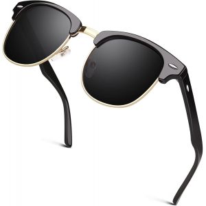 Lunettes De Soleil Homme Femme Polarisées Retro Demi-Cerclées Demi-Monture Protection Uv400 Gqo6 - Neuf