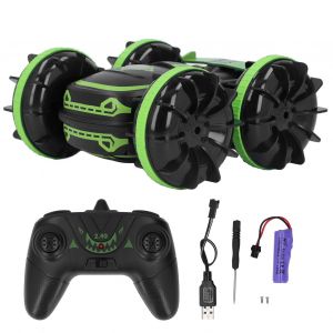 Voiture telecommandee 2,4 GHz, rotative a 360 degres, rechargeable par USB, jouet amphibie pour enfants, vert - Neuf