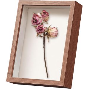 CMWX-Cadre photo 20,3 x 15,2 cm u2013 Bo&icirc;tes murales 3D et dessus de table &agrave; remplir avec 2 clous muraux pour m&eacute;dailles, fleurs (noyer 432, profondeur 3 cm) - Neuf