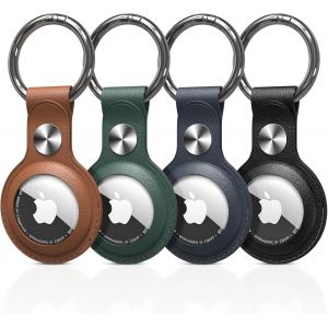 KALANKA-[Lot de 4] &Eacute;tuis Airtag en Cuir PU avec Airtag Porte cl&eacute;s &iquest; Protection Anti-Perte et Anti-Rayures pour AirTags Apple sur Cl&eacute;s, Sacs, Bagages et Colliers d'animaux domestiques - Neuf