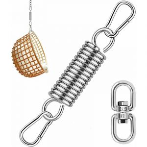 Kit de suspension pour hamac, crochet à ressort pour hamac, chaise hamac en acier inoxydable avec mousqueton charge maximale jusqu'à 250 kg, pour intérieur, hamac, chaise suspendue, yoga (argent) - Neuf
