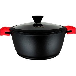 Letnerny-Black Titanium Casserole De Cuisine À Induction Antiadhésive En Titane, 28 Cm, Fonte D'aluminium, Revêtement Sans Pfoa, Couvercle En Verre, Poignées En Silicone Amovibles, Vitrocéramique, Ga - Neuf