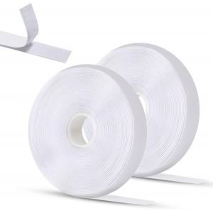 Mevronisshop-Bande Adh&eacute;sive Double Face Blanche - 8m X 2cm Scratch Autocollant Puissant Pour Cadre Photo, Fen&ecirc;tre, Moustiquaire - Fixation Sans Percer, Id&eacute;al Pour Le Bricolage - 2 Rouleaux - Neuf