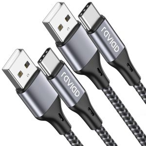 Câble USB C [1M/Lot de 2 ],Cable Chargeur USB C Charge Rapide 3A Cable USB Type C Nylon Tressé pour Samsung Galaxy S23 S22 S21 S20 S10 S9 S8 A51 A50 A20e,Huawei P40 P30,Redmi Note-Gris - Neuf
