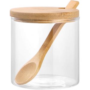 Pot À Épices En Verre Assaisonnement Pot À Sel Boîte En Métal Avec Couvercle Et Cuillère - Neuf