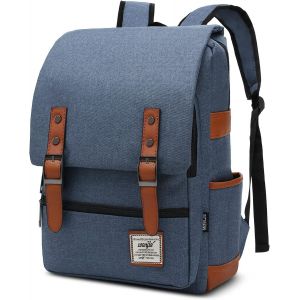 ChenQuanSarl-Hommes Sac &Agrave; Dos Femmes Cartable Sac D'&Eacute;paule Grande Capacit&eacute; Pour 16 Pouces Ordinateur Portable Sac De Mes r Causal Sac &Agrave; &Eacute;paule Travail Voyage &Eacute;cole Toile Sac &Agrave; Dos Bleu A - Neuf
