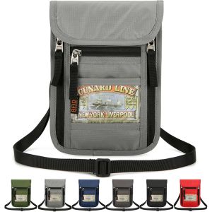 nzqaf-Pochette Tour de Cou Voyage Bloqueur RFID,Pochette Passeport,Pochette Telephone Portable,Pochette Voyage Documents,étanche Sac de Voyage Portable, Peut Stocker Carte Documents - Neuf