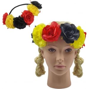 Kalvd-Guirlande Florale,Rose,Couronne Florale,Bandeau Pour Mariage,Festival,Accessoire De Cheveux Pour Les Amateurs De Sport,Accessoire De Stade (Noir,Jaune,Rouge) - Neuf