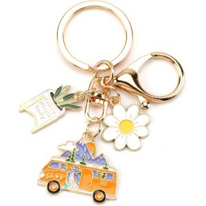 Kal-Porte-Clés En Forme De Fleur, Joli Pendentif De Sac Pour Femme, Idéal Comme Cadeau Pour Les Amis, Porte-Clés De Voiture, Cadeau De Fête Des Mères, Or, S - Neuf