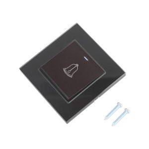 Sonnette, Interrupteur de Sonnette de Porte,Panneau en Verre trempé Sonnette Murale Porte Sonnette Interrupteur Bouton Poussoir 220 250 V appareils d'hôtel à Domicile avec vis - Neuf