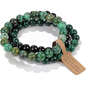 Bracelet Pierre Naturelle 8mm &iquest; Set De 3 Bracelets Fait Main, Bijou &Eacute;nerg&eacute;tique Pour Hommes Et Femmes, S&eacute;r&eacute;nit&eacute;, &Eacute;quilibre Et Confiance Avec Coffret Cadeau - Neuf