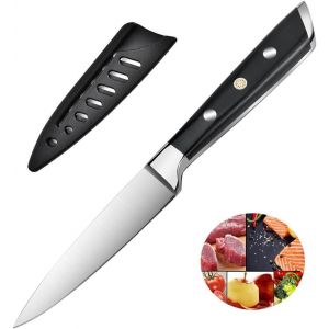 Oayew-Couteau De Cuisine 9.5cm Mini Couteau De Chef Couteaux &Agrave; L&eacute;gumes Et Fruit Manche En Bois Noir Ergonomique Triple Rivet Full Handle - Neuf