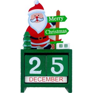 Vert Zeyevan compte &agrave; Rebours de Blocs de Bois, No&euml;l, Calendrier, compte &agrave; Rebours de No&euml;l de l'Avent Santa D&eacute;coration, Adapt&eacute; pour la Maison D&eacute;coration de Bureau - Neuf