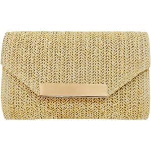 Sac a Main Femme en Paille Tiss&eacute;e d'&Eacute;t&eacute; &Eacute;l&eacute;gant Soir&eacute;e Sacs &agrave; Bandouli&egrave;re Clutches avec Cha&icirc;ne D&eacute;tachable pour Plage F&ecirc;te Vacances - Neuf