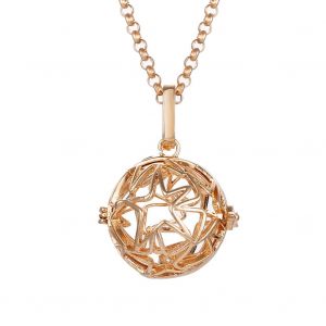 Collier Pendentif En Forme De Cage D'aromatherapie Pour Femme Avec Chaine D'extension Decorative (Dore) - Neuf