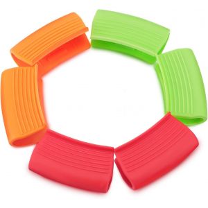 3 Paires (Rouge, Orange, Vert)Support De Poignée De Pot En Silicone Manches De Poignée De Pot En Silicone Poignée De Pot Isolée Thermiquement Couvercles De Poignée De Pot En Silicone - Neuf
