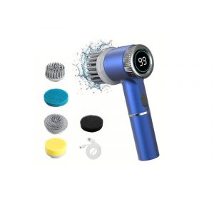 Brosse rotative &eacute;lectrique sans fil avec 5 t&ecirc;tes de brosse pour le nettoyage de la maison - Neuf