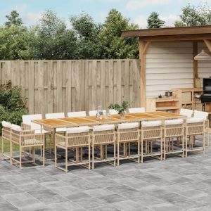 Prolenta Premium - Ensemble À Manger De Jardin Et Coussins 17 Pcs Beige - Neuf