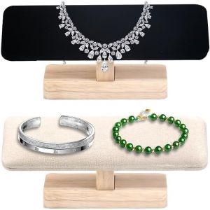 2 Pièces Porte Bijoux Presentoir Bracelet, Support Bracelet En Bois, Porte Bijoux Ent, Rangement Bracelet 2 Couleurs, Présentoir À Bijoux En Bois Pour Montre, Bracelet, Collier (Blanc Et Noir) - Neuf