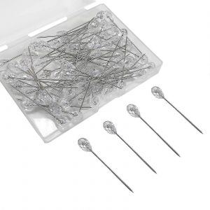 Diamant Cristal T&ecirc;te Couture &Eacute;pingles 100pcs / Bo&icirc;te &Eacute;pingle De Courtepointe Droite Artisanat Pour Mariage Bouquet Broche Broderie Artisanat - Neuf