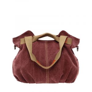 (Couleur Café Violet) 1 Sac À Main Vintage En Toile Pour Femme, Sac À Bandoulière, Sac Fourre-Tout, Sac À Main Décontracté - Neuf