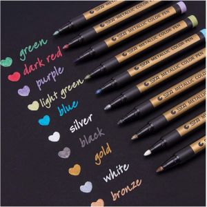 Loc-Lot De 10 Marqueurs Métalliques Pour Album Photo, Bricolage, Scrapbooking, Coloration, Livre D'or De Mariage, Papier Noir, Pierre, Verre, Bois, Pâques, Bricolage (2 Mm) - Neuf