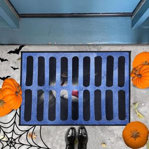 2 Pièces Paillasson D'halloween,40x60 Cm Paillasson Clown D'halloween,Tapis Porte Clown D'halloween,Tapis De Porte D'horreur Drôle,Pour Décoration D'halloween À L'intérieur Et À L'extérieur - Neuf