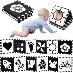 Livre Tissu b&eacute;b&eacute; eveil,Livre Noir et Blanc B&eacute;b&eacute; Montessori,Livre sensoriel pour b&eacute;b&eacute; &agrave; Fort Contraste,Jouet Bebe 0 3 6 12 Mois Livres d'&eacute;veil Cadeaux pour b&eacute;b&eacute;s - Neuf