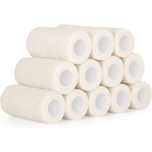 12 Rouleaux Bandage Autoadhésif 10 Cm X 4,5 M Bande Cohesive Bandages Cohésifs Vet Wrap Sports Bande Pour Premier Secours Pansements Elastique (Blanc) - Neuf