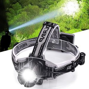 Rechargeable Led Lampe Frontale, 100000 Lumens Super Lumineux Des Phares Avec 4 Modes De Zoom Numérique Affichage De La Puissance, Imperméable À L'eau Ipx6 Tête De Torche Avec L - Neuf