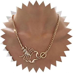 Trahoo-Collier Ras Du Cou Scorpion Punk Collier Zodiac Exagéré Chaîne Scorpion Diamantée Fermoir À Bascule Collier Costume Halloween Collier Scorpion Bijoux Pour Femme Homme - Neuf