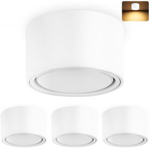 YindaLux Lot de 4 Spot LED de Surface Noir Plafonnier Spot incl. LED GX53 6W 3000K 230V -rond Ø95x55mm -comme Downlight, Spots de Plafond, plafonnier led en aluminium - Neuf