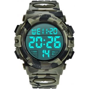 Montre Num&eacute;rique Pour Homme Montres Militaires De Sport 5atm Chronographe Ext&eacute;rieur &Eacute;tanche Montres Militaires Pour Hommes Avec &Eacute;clairage Arri&egrave;re Led/Alarme/Date.[J81] - Neuf