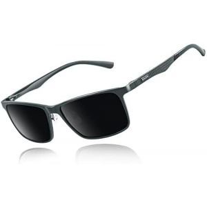 Lunettes De Soleil Classiques Pour Hommes Polarisées : Protection Uv Lunettes De Soleil Tendance Pour La Conduite Et La Pêche Avec Cadre En Al-Mg, Cadre En L Et Verres Noirs - Neuf