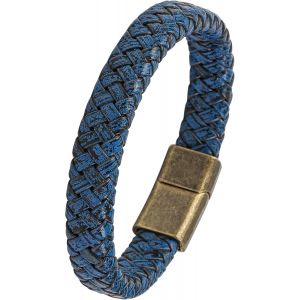 Eryi-Bracelet Cuir Homme Et Acier Inoxydable, Bracelets Style Tressé Pour Homme, Bijoux Cadeau Hommes Papa Papy, Bracelet Noir Marron Cuir Pour Hommes (D) - Neuf