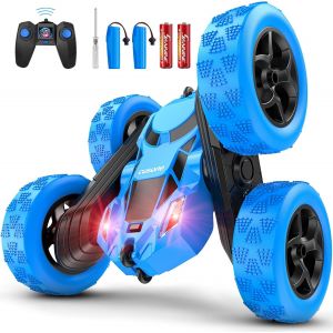 Loc-Voiture Télécommandée,Jouet De Voiture Télécommandé 2,4 Ghz Avec Phares,Double Face Rotative À 360°,Cadeaux D'anniversaire Pour Garçons Agés De 6 Ans Et Plus (Bleu) - Neuf