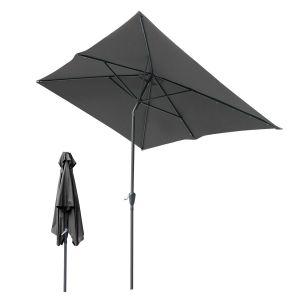 Parasol Rectangulaire 1,4 &times; 2,1 M Modulaire &iquest; Parasol Balcon &Agrave; Assembler, Gris - Neuf